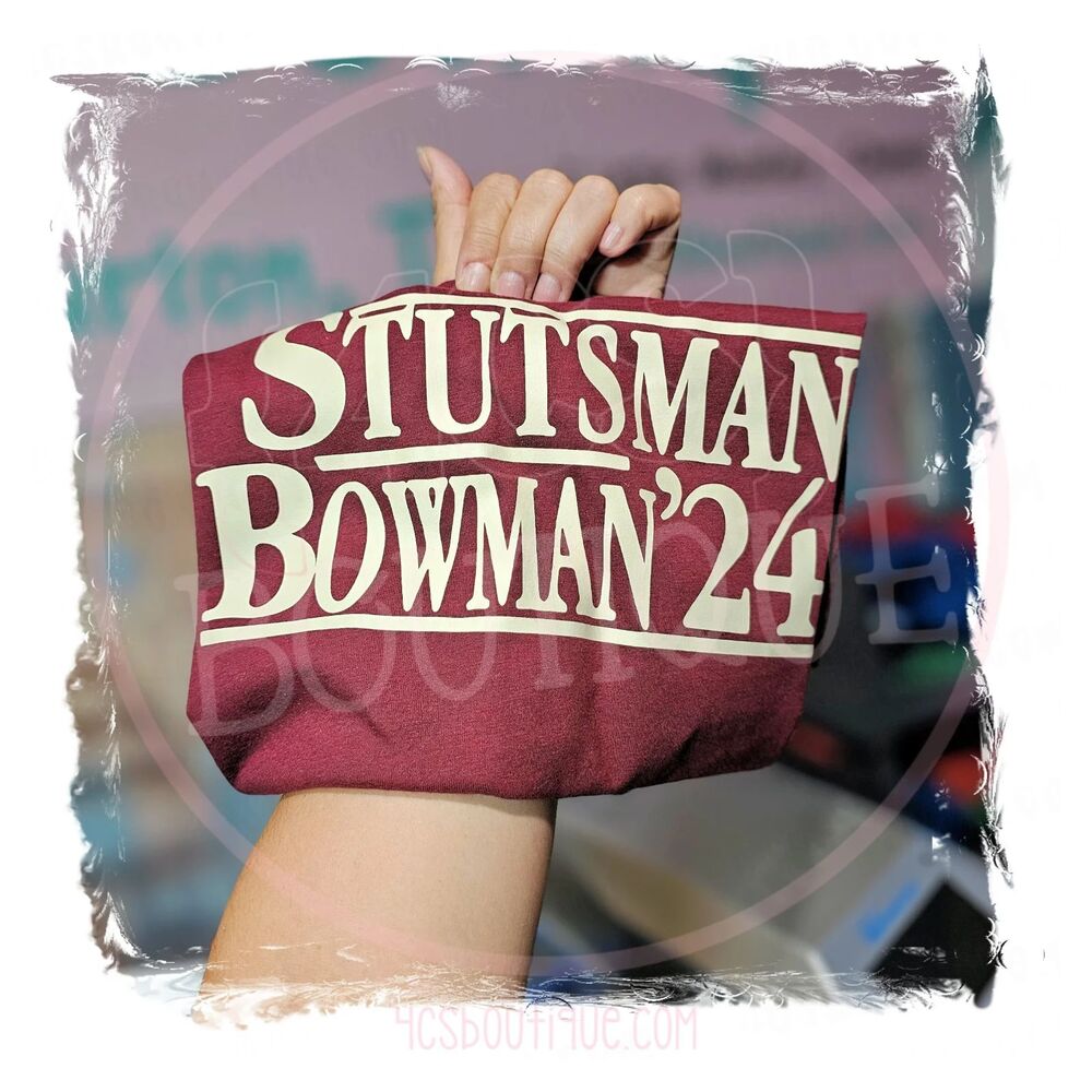 Stutsman Bowman ’24 Maroon V-Neck T-Shirt Bella+Canvas Adult Large